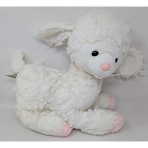 12" Bestever‎ White Lamb Sheep Plush Yellow Bow Feet Nose Stuffed Animal